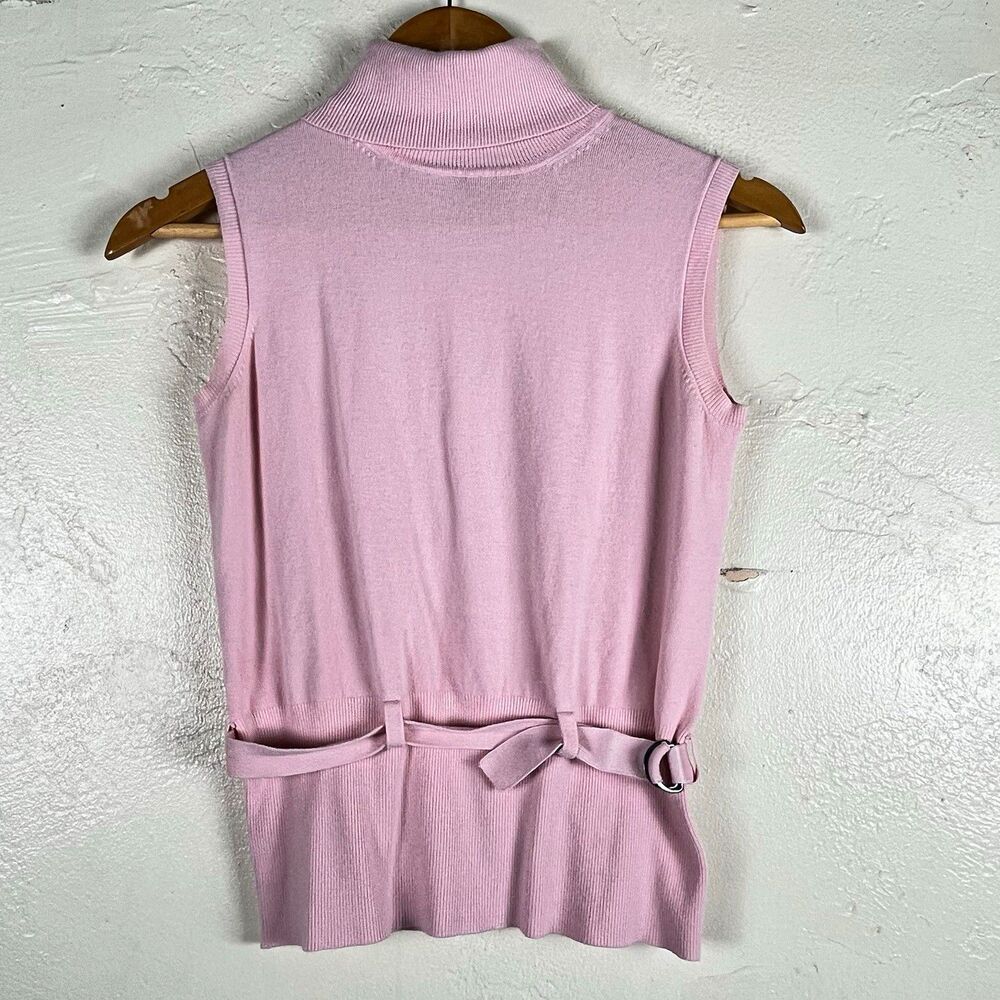 Mossimo Knit Turtleneck Sleeveless Sweater Top Belted Women S  Soft Pink